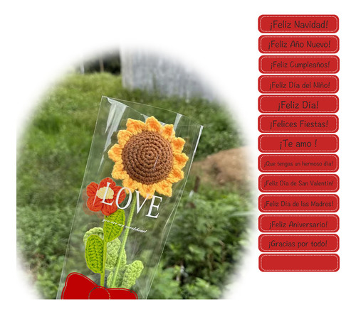 Ramo Eterno De Girasoles Flores Tejidas Crochet Hilo De Algodón Color Rojo Ramos De Novia Navidad Día De La Independencia