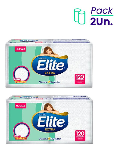 Servilleta Blanca Extra Textura Suave 120 Un Elite Pack X2