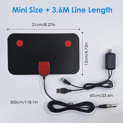 Imagem 2 de 6 de Antena Digital Interna 4k Full Hd Digital Slim Antena Tv