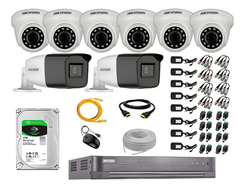Cámaras Seguridad Kit 8 Hikvision Full Hd 1tb 40m Varifocal