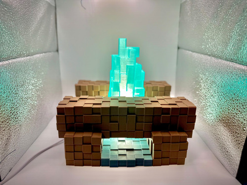Lámpara Fogata Minecraft - 3d Marrón Blanco