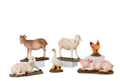 Animales Para Pesebre De 20 Cm  X 6 Pz Santini En Marmolina