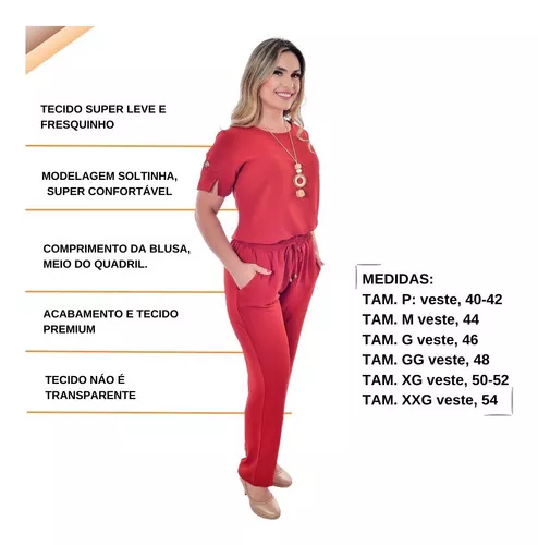 Conjunto Moda Feminino Calça E Blusa Linha Premium Elegante