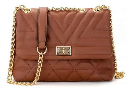 Bolsa Feminina Transversal Pequena Bordada Alça De Corrente