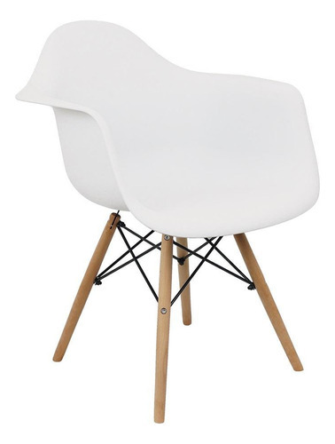 Cadeira Charles Eames Eiffel Design Wood Com Braço - Branco