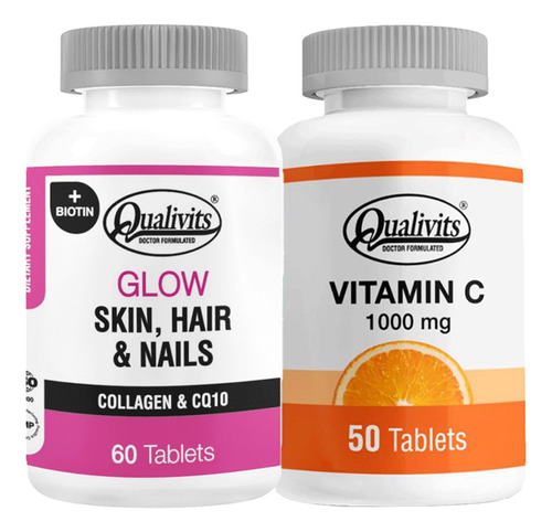 Glow Skin Hair & Nails Vitamina C 1000 Mg X 50 - Qualivits