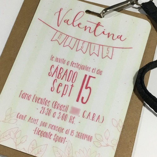 Invitación Tarjeta Vip 15 Años Pase X100 Cordon C/herraje