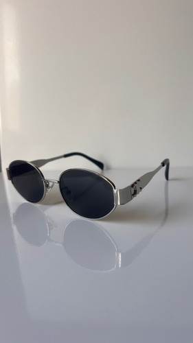 Gafas Lentes De Sol Ovaladas Importado Unisex Clásico Plateado Y Negro Negro Plateado Plateado