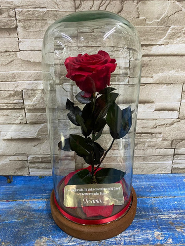 Rosa Eterna De 35 Cm Con Placa Personalizada