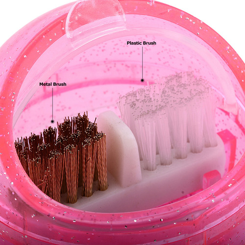 Limpador De Brocas Nail Art: Escovas Portáteis De Metal E Pl