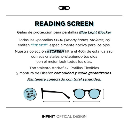 Imagen 4 de 8 de Anteojo Infinit Filtro Luz Azul Tulum Negro Mate Medium