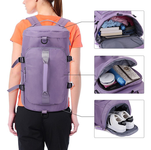 Unisex Mochila De Viaje Con Compartimento Para Zapatos Impermeable Bolsa Deporte Ligero Mochila