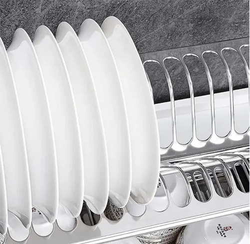 Imagen 3 de 10 de Escurre Secaplatos Vajilla Acero Inoxidable 2 Pisos Oferta!!