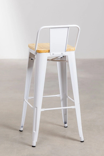 Taburete Tolix Madera Con Respaldo 66cm