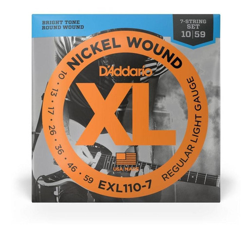 Encord Guitarra 7c .010 D'addario Xl Nickel Wound Exl110-7