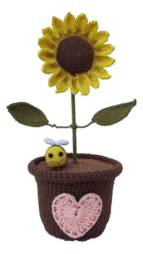 Girasol En Maceta Tejido A Crochet 