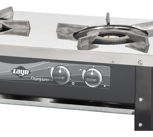 Fogão À Gás De Mesa Titanyum Inox 02 Bocas Industrial Cor Aço Inoxidável