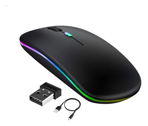 Mouse Recarregável Sem Fio Bluetooth Usb Led Rgb Ergonômico