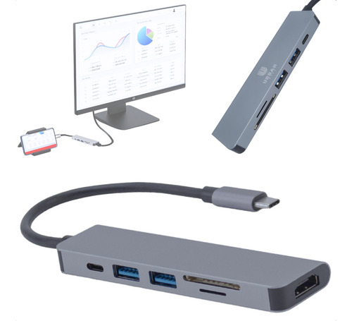 Hub Adaptador Tipo C 6 Em 1 Urban Gate Com Entradas Usb Hdmi 4k Sd Micro Sd