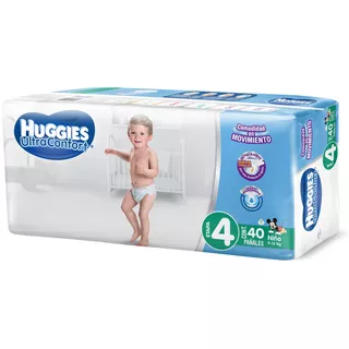 Huggies Ultraconfort, Pañal Desechable Etapa 4 Niño 40 U Género Hombre Talla Mediano (M)