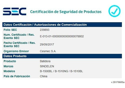 Imagen 5 de 5 de Batidora Sindelen Manual B-1500bl