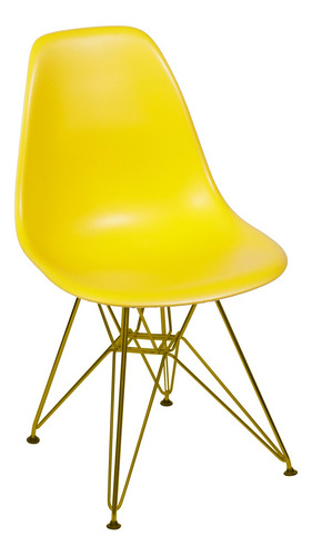 Cadeira Eames Dsr Em Polipropileno Com Base Dourada Vintage