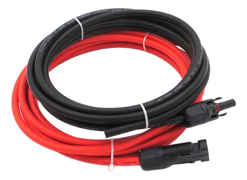 Par De Cables De Extensión Solar Negro + Rojo, 6 Cuadrado