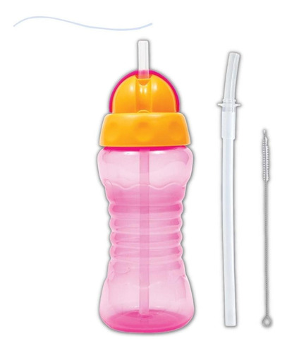 Garrafinha Infantil Buba Canudo Extra Viagens Com Bebê 300ml Cor Rosa