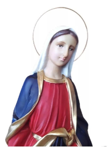 Maria Passa Na Frente 55 Cm Resina Imagem Auréola De Metal Cor Pintura A Mão