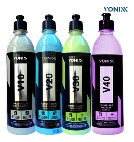 Kit Polimento Vonixx - V10 V20 V30 V40 - Corte Refino Lustro