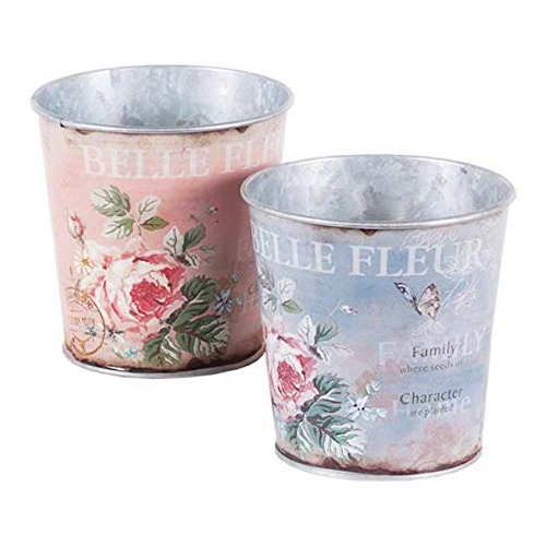 Cubos De Metal Florales 'belle Fleur', Juego De 2