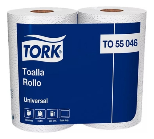 Toalla De Papel Tork Doble Hoja X 8 Rollos 24 Mts 