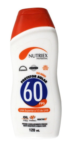 Protetor Solar FPS 60 Nutriex Profissional Frasco 120ml