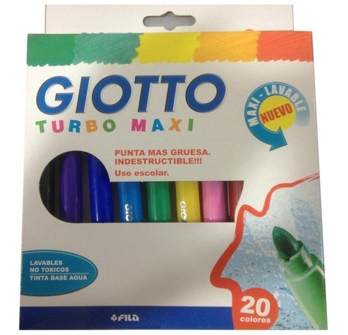 Marcadores Giotto Turbo Maxi X20 Colores Jumbo