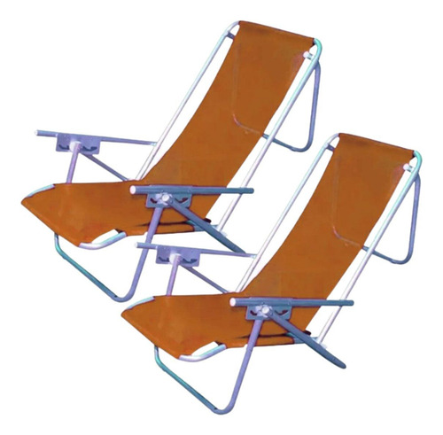 Reposera Silla 5 Posiciones Aluminio Sillon Plegable X 2u