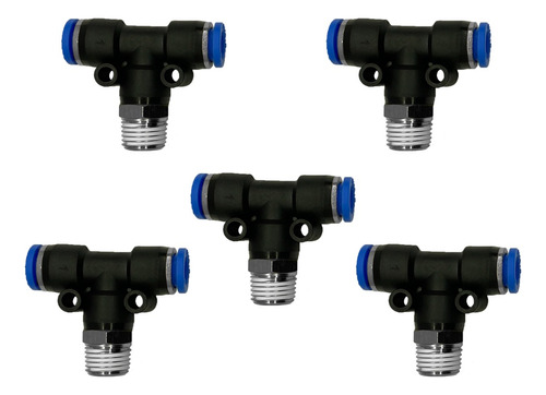 Conector Tee Neumático Rosca 1/4 - P/tubo 12mm X5u