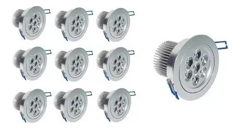 Pack X10 Focos Led 7watt Luz Fria Embutidos