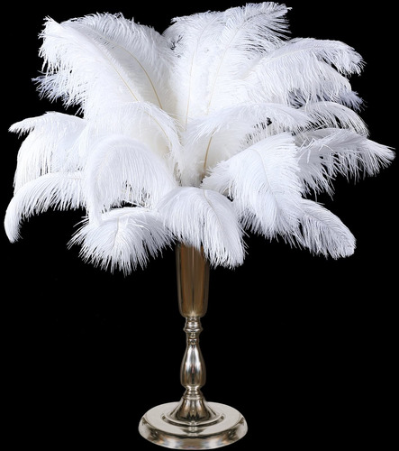 Plumas De Avestruz Grandes Blancas A Granel: 20 Plumas De Av