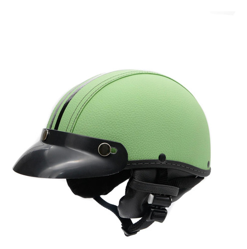 Capacete Coquinho Scooter Moto Elétrica Bike Couro Verde