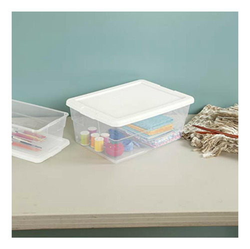 Caja Almacenamiento Tapa Abatible, 12 Unidades,