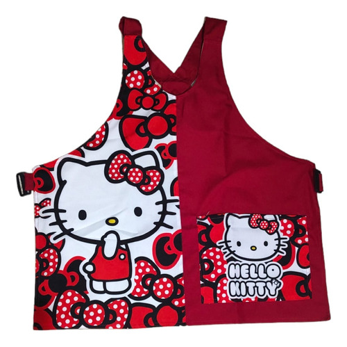 Bata Mandil Para Maestra Educadora Hello Kitty Rojo 