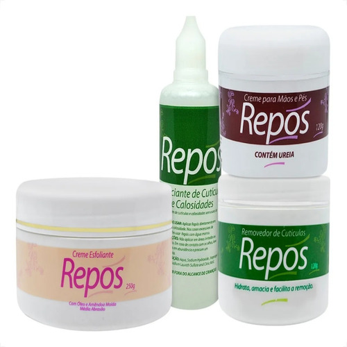 Kit Repos Spa Pés E Mãos Esfoliante Removedor E Hidratante