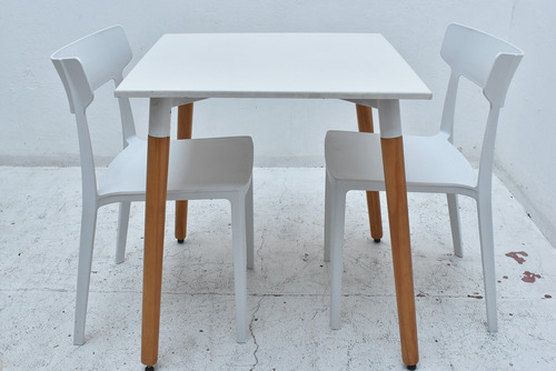 Combo Mesa Bar Eames 70 + 2 Sillas Mare - Muebles Castelar Blanco Liso