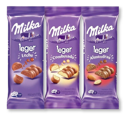 Imagen 1 de 2 de Combo Chocolates Milka Leger X 110 Gr X 3 U - Lollipop