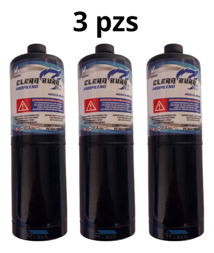 3 Pzas De Tanque Clean Burn De Propileno Color Negro 399.72g