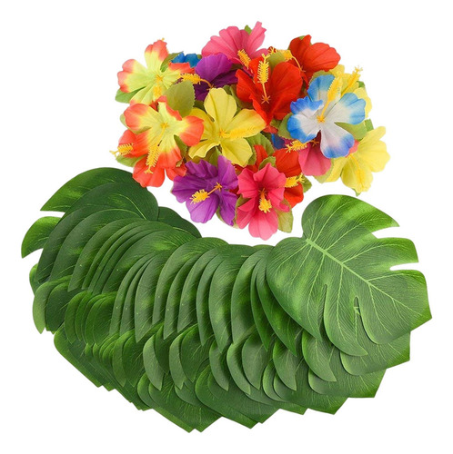 Juego De 60 Decoraciones Hawaianas Con Plantas Artificiales,