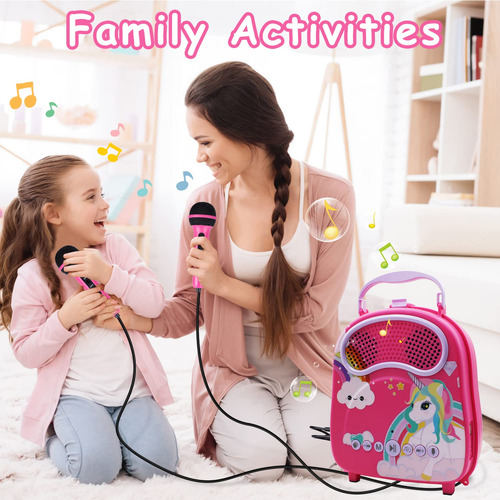 Máquina De Karaoke Na Kids Para Niñas Y Niños Con 2 Micrófon