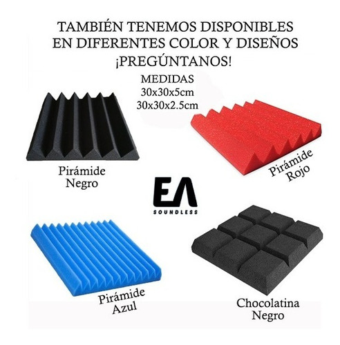 Panel Espumas Acústicas X12und 50x50x5cm Grabación Acústica
