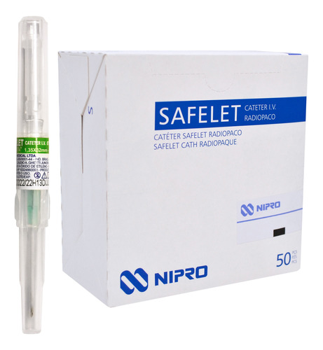 Catéter Safelet Nipro 18g X 32mm ( 1 1/4´) Verde Caja 50 Pzs