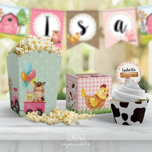 Kit Imprimible Granja Personalizado Nena (rosa)